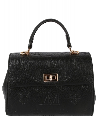 Embossed Monogram Top Handle Flap LMR002 BLACK